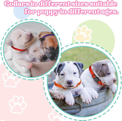 27Pcs Puppy Collars for Litter Adjustable Puppy Whelping Collars Soft Nylon Breakaway Puppy ID Collars with Safety Release Buckle for Newborn Pupp...