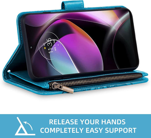 Asuwish Phone Case for Motorola Moto G 5G 2022 Wallet Cover with Tempered Glass Screen Protector and Flower Leather Flip Card Holder Cell Accessor...