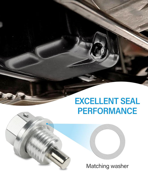 Universal M14x1.5 Magnetic Sump Drain Nut Bolt,Aluminum Oil Pan Drain Plug with Copper Gasket Crush Washer,Automotive Replacement Engine Oil Drain...