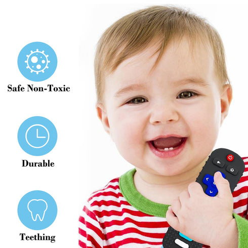 Silicone Baby Teething Toys,TV Remote Control Shape Teething Toys,Remote Teether for Babies 3-24 Months,BPA Free (R-Black)...