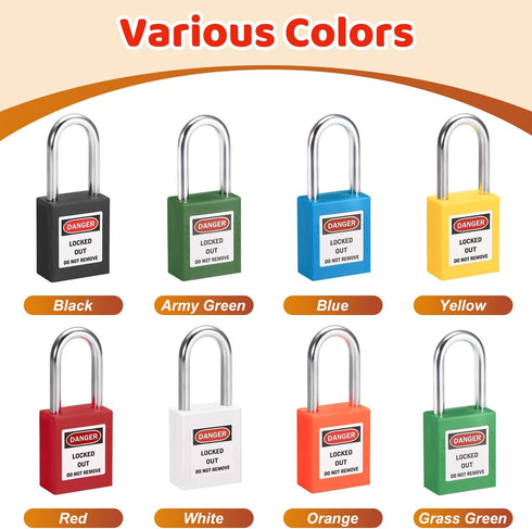 MroMax Lockout Tagout Lock, Safety Padlock Keyed Alike,Loto Security Padlock Steel Shackle Black Padlock for Lock Out Tag Out 3Pcs...