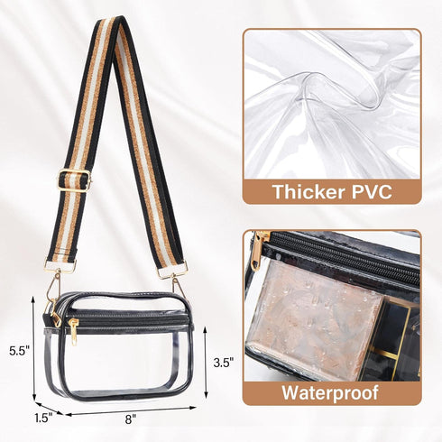 HULISEN Clear Crossbody Bag Stadium Approved, Clear Purse for Women Men, Transparent Messenger Shoulder Handbag...