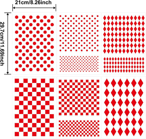 6 Pieces Polka Dots Harlequin Checks Stencils Circle Stencils for Drawin, Painting Stencils for Painting on Wall Tile Wood DIY Art Home Decor, 8.3...