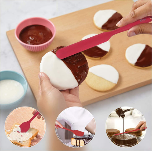 HOTEC Heat Resistant 600? BPA-Free Silicone Rubber Spatula Set, Kithchen Cooking Spatulas, Baking, Mixing, for Non Stick Cookware, Dishwasher Safe...