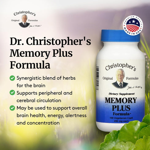Dr. Christopher's Memory Plus Herbal Blend - Brain Supplements for Memory and Focus - Memory Supplement for Brain - Supports Cognitive Function, E...
