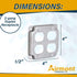 AP-12098, 4" Square Double Duplex Receptacle Electrical Box Cover, 1/2" Raised, Exposed Work, Galvanized Steel, Crushed Corners, 2-Gang...