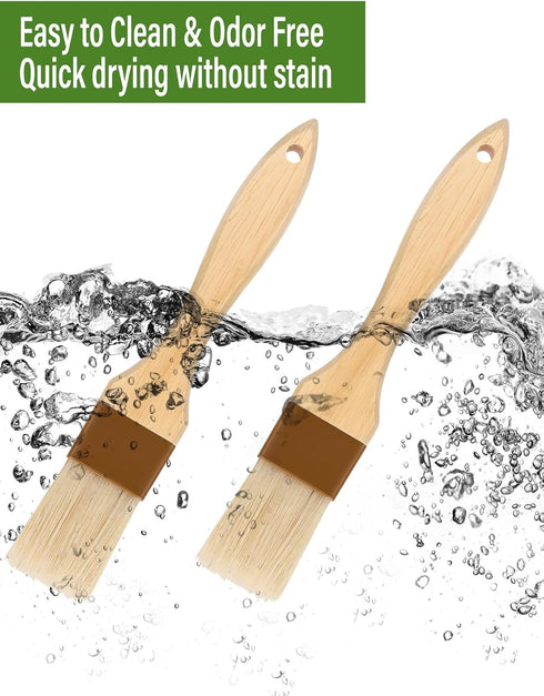 Pastry brush,Basting brush for Cooking,Natural Bristle BBQ Brush for Oil & Sauce,Wooden Handle Food Brush for Baking,Easy Clean Butter Egg Wash Br...