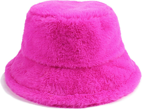 Winter Fluffy Fuzzy Bucket Hat Plush Furry Faux Fur Fisherman Hats Warm Hat for Women...