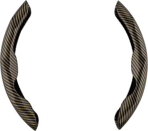 Car Steering Wheel Cover Set Carbon Fiber Upgraded Shock Absorption and Anti Slip Lining, Ultra-Thin and Sweat Absorbing (Yellow Black)...