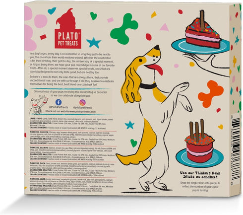 PLATO Pet Treats Air Dried Dog Treats Celebration Gift Box - Gifting for all Occasions - 5-count Dog Treats...