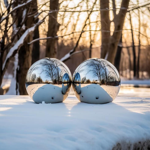 Stainless Steel Gazing Ball,Polished Sphere Floating Pond Balls Hollow Gazing Globe for Home and Garden Decoration (4inch)...