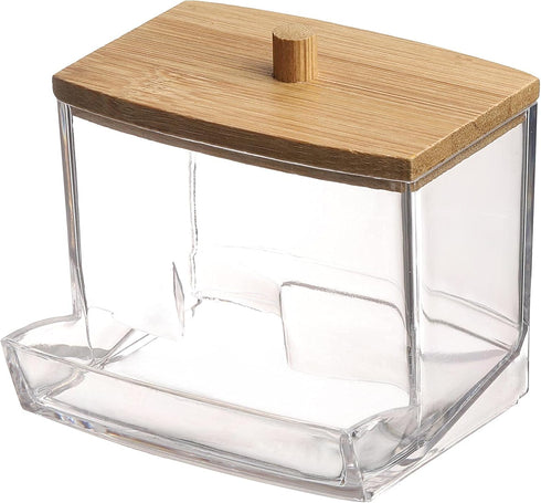 Tbestmax 7 OZ Cotton Swab Pads Holder, Qtip Cotton Ball Dispenser, Bathroom Containers Apothecary Jar for Storage Wood Lids 1 Pcs...