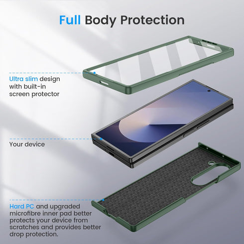 Ruky for Galaxy Z Fold 6 Case with Built-in Screen Protector, Full Body Protective & Hard PC & Ultra-Thin Shockproof Phone Case for Samsung Z Fold...