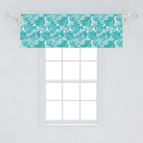 Lunarable Pale Blue Window Valance, Camouflage Pattern Tropical Summer Theme Palm Tree Leaves Hawaiian, Curtain Valance for Kitchen Bedroom Decor ...