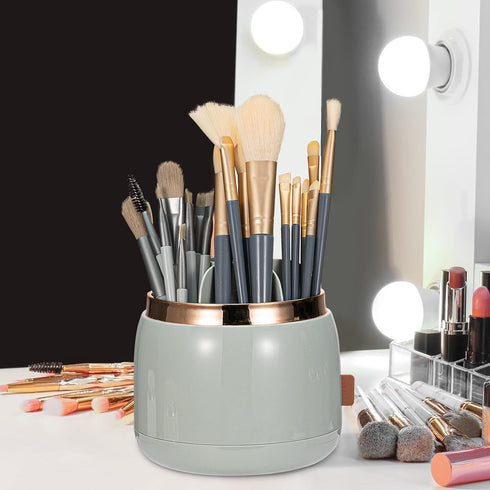 Makeup Brush Holder Organizer with Lid,360 Degree Rotatable Dustproof Makeup Brushes Organizer,Suitable for Bathroom Vanity Desktop Lipstick (ligh...