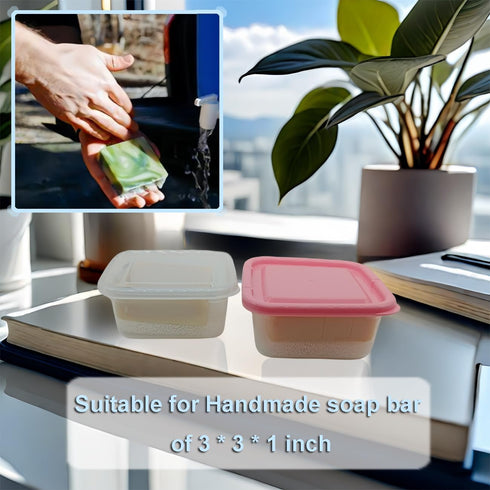 Soap Holder Container for Dr. Squatch Natural Bar Soap, Square Travel Soap Container with Lid Leakproof Soap Case Box Bathroom Soap Dishes for Cam...