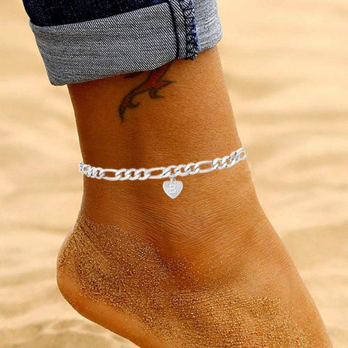 choice of all Silver Ankle Bracelet for Women Initial Anklet Figaro Cuban Link Bracelet with Initials Anklets Bracelets for Girls Beach Jewelry...