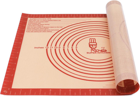 Extra Thick Silicone Pastry Mat Large for NonStick Baking Mat with Measurement?For Kneading mat,Fondant/Counter Pad, Dough Rolling Mat, Silicon Co...