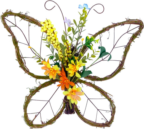 idyllic Butterfly Shaped Wreath with Pastel Berries and Floral Spring Artificial Wreaths for Front Door Decor...