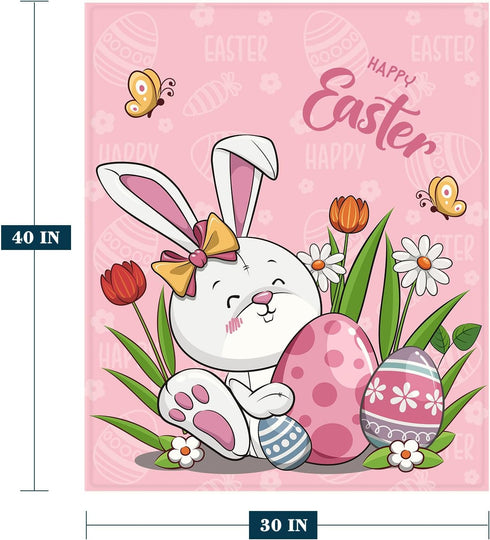 YeeJu Easter Baby Throw Blanket 30x40 Small Pink Easter Rabbit Bunny Egg Blanket for Toddler Swaddle Pet Crib Soft Fuzzy Plush Fleece Blankets and...