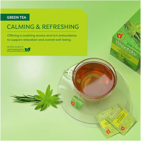 Wissotzky Lemongrass & Verbena Green Tea, 20 Tea Bags | Soothing Aroma | Antioxidant Rich | Refreshing Green Tea Bags...