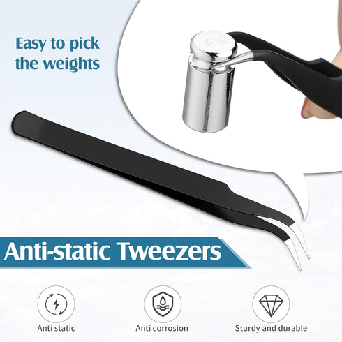 TOODOO 1g 2g 5g 10g 20g Gram Set for Digital Scale Balance and 1 Piece Calibration Weight Tweezer, Silver...