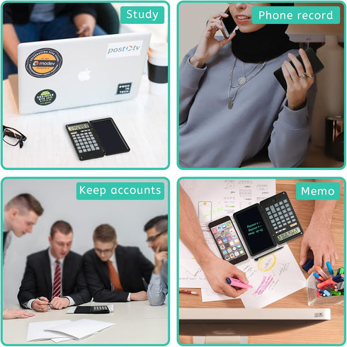 Calculator, 12-Digit Large Display Office Desk Calcultors with Erasable Writing Table, Solar and Battery Dual Power Pocket Desktop Calculator for ...