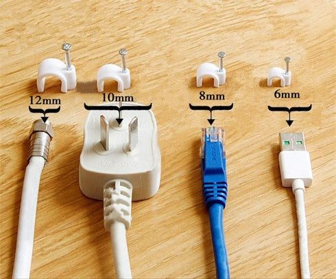 Round Cable Wire Clips, RG6/RG59/CAT5/CAT6/RJ45 Electrical Ethernet Dish TV Speaker Wire Cord Tie Holder, Single Coaxial Nail Clamps (6mm + 8mm + ...