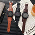 Big Face Round Dial Men Cool Watches Vintage Retro Steampunk Rock Wide Leather Strap Watch Fashion Cuff Sport Watch Quartz Calendar Wristwatch (br...