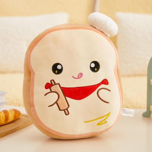 Glow Guards Original 13-Inch Funny Toast Sliced Bread Pillow Bread Shape Plush Hugging Pillow with Rolling Pin Soft Toast Plush Toy Pillow Birthda...