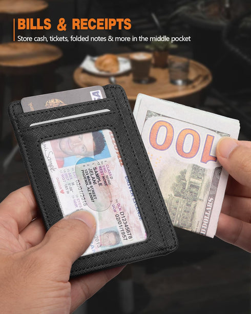 RUNBOX Slim Minimalist RFID Blocking Wallet for Men Women Front Pocket Leather Gift Box...