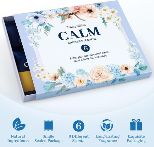 Shower Steamers 6 Count, Shower Steamers with Natural Ingredients, 6 Different Scents & Individually Wrapped, Christmas and Birthday Good Option f...