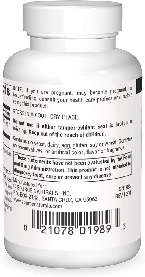 Source Naturals Grape Seed Extract, Proanthodyn 200 mg Antioxidant Protection & Supports Healthy Aging Brain - 30 Capsules...