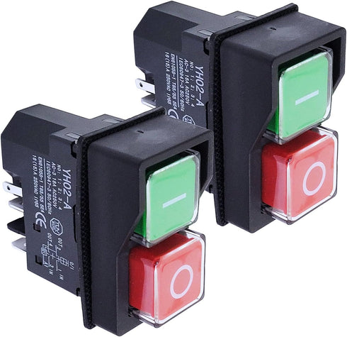 2X Electric On Off Switch IP55 Red and Green Button 250v for Belle Minimix Cement Mixer Electric Switch Replacement Set...