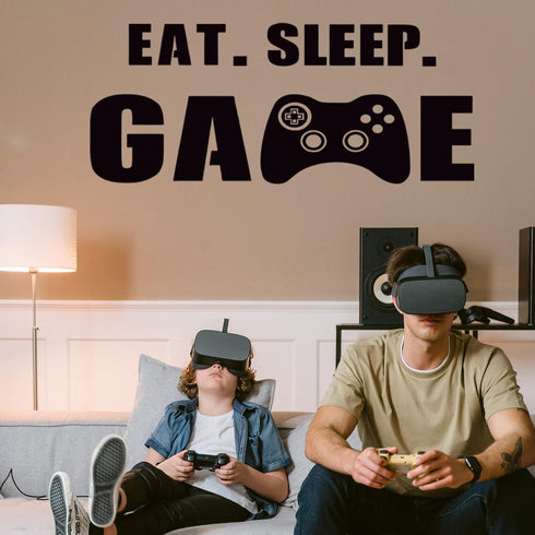 Eat Sleep Game Wall Decal Gamer Boy Wall Stickers Video Game Decor Gaming Controller Decals for Boys Room Kids Bedroom Home Playroom Decor(23.6 x ...