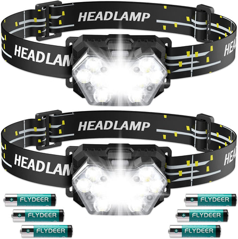 Lsnisni 9 LED Headlamp 2 Pack, 2000 Lumen Super Bright Head Lamp with 6 Modes, IPX5 Waterproof Head Light, Lightweight Head Flashlight for Kids Ad...