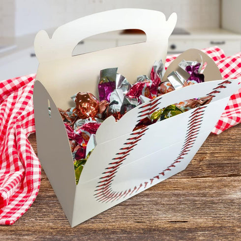 ArtCreativity Baseball Party Favors, Pack of 12 Cardboard Gift Box with Handles, Goodie Gift Bags Treat Boxes for Candy, Cookies, & Toys, Team Bas...
