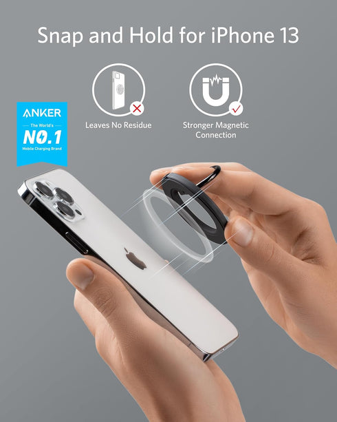 Anker Magnetic Phone Grip (MagGo), 610 Phone Ring Holder, Adjustable Kickstand, Only for iPhone 14/14 Pro/14 Pro Max/14 Plus/13/13 Pro/13 Mini/13 ...