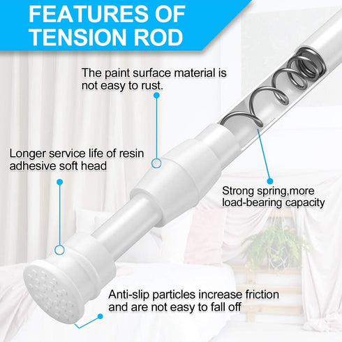 AIZESI Spring Tension Curtain Rods Short Tension Rod (White,18" to 27"-3Pcs)...