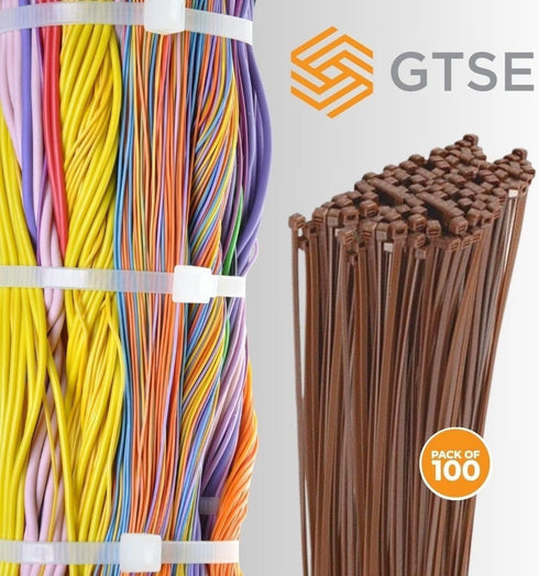 GTSE 12 Inch Brown Zip Ties, 100 Pack, 50lb Strength, UV Resistant Long Nylon Cable Ties, Self-Locking 12" Tie Wraps...