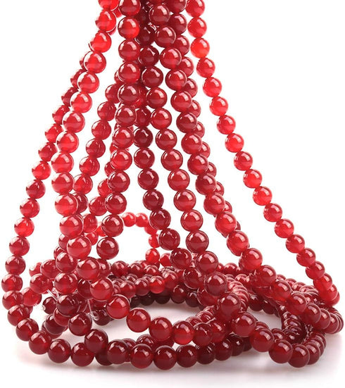 8mm Natural Red Agate Stone Round Loose Stone Beads for Jewelry Making DIY Crafts Design 1 Strand 15" APPR.43-45pcs...