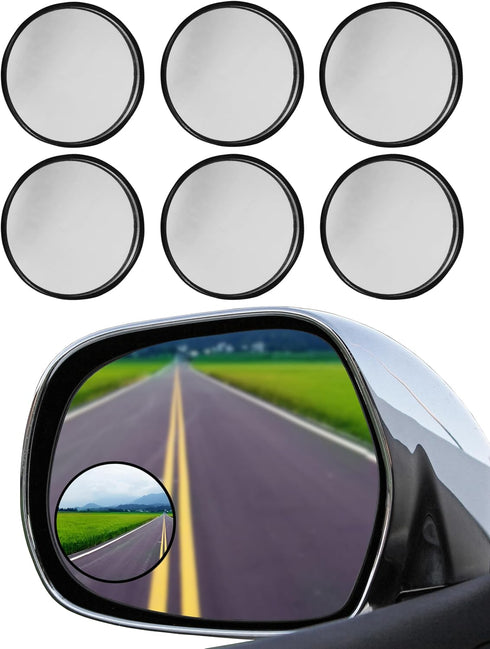 Iconikal Convex Rear View Blindspot Adhesive Mirror, 2-inch, Wide Angle, 6-Pack...