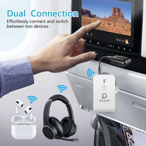 Airplane Blutooth 5.3 Receiver & Transmitter for Airpods or Headphones, Bluetooth Adapter for TV, aptX Low Latency, Wireless 3.5mm Aux Audio Trans...