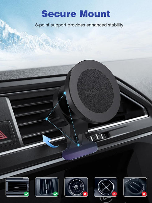 Magnetic Wireless Car Charger, Design for MagSafe Car Mount Charger, Strong Magnetic 15W Fast Charging Car Charger Phone Holder with USB Car Charg...