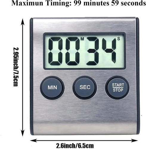 Kitchen Timer, Digital Kitchen Timer Magnetic Countdown Kitchen Timer with Loud Alarm Stainless Steel Timer for Kitchen Cooking, Baking,Sports Gam...