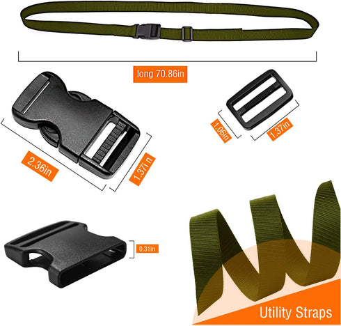 Premium Utility Straps with Quick Release Buckle Adjustable Short Nylon Tie Down Straps for Backpack Tactical Lashings Camping Gear Sleeping Bag M...