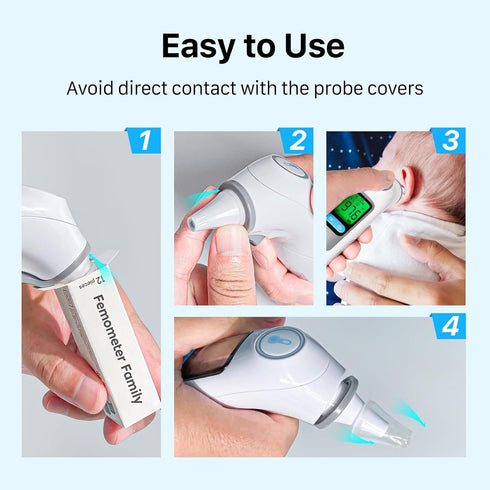 96 Counts Ear Thermometer Probe Covers Refill Caps Lens Filters for Femometer Family 1015 Ear Thermometer, Disposable Covers for Digital Ear Therm...
