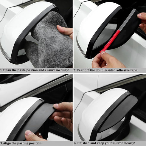 Car Rearview Mirror Rain Eyebrow Shield,Car Mirror Rain Protector Film,Mirror Visor Guard for Most Car, Truck and SUV (Solid Black, 2PC)...