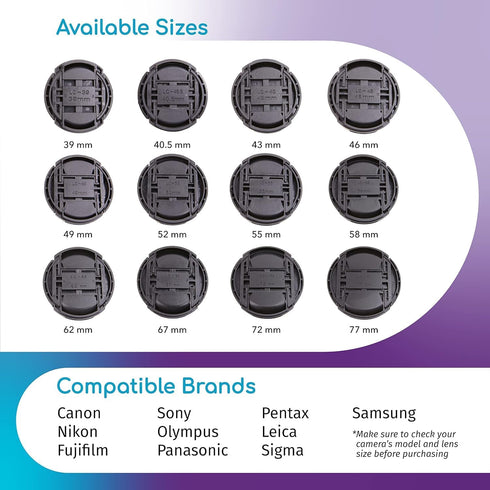 52MM Snap-On Front Lens Cap Cover Compatible with Canon, Nikon, Sony, Pentax All DSLR Lenses...