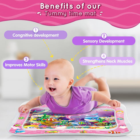 Infinno Tummy Time Water Mat for Babies, Baby Toys for 3 6 9 Months Girls and Boys Sensory Development, Great Gift Idea for Newborns...